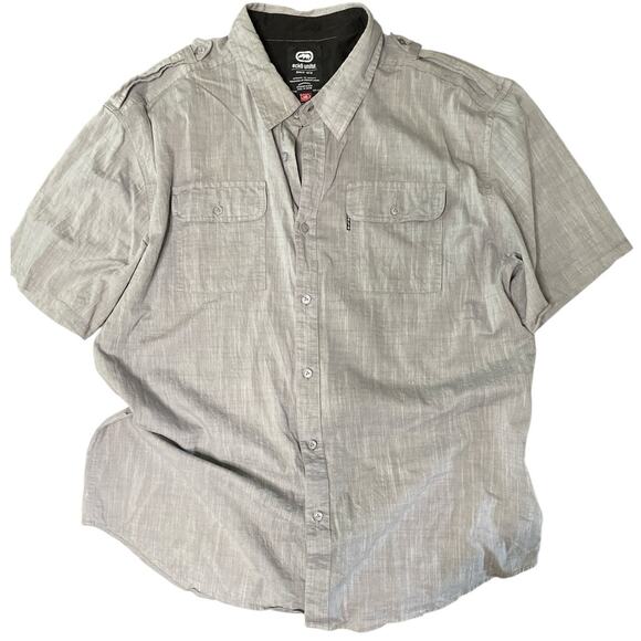Ecko Unltd Gray Safari Short Sleeve Button Front Shirt XXL - Picture 1 of 9
